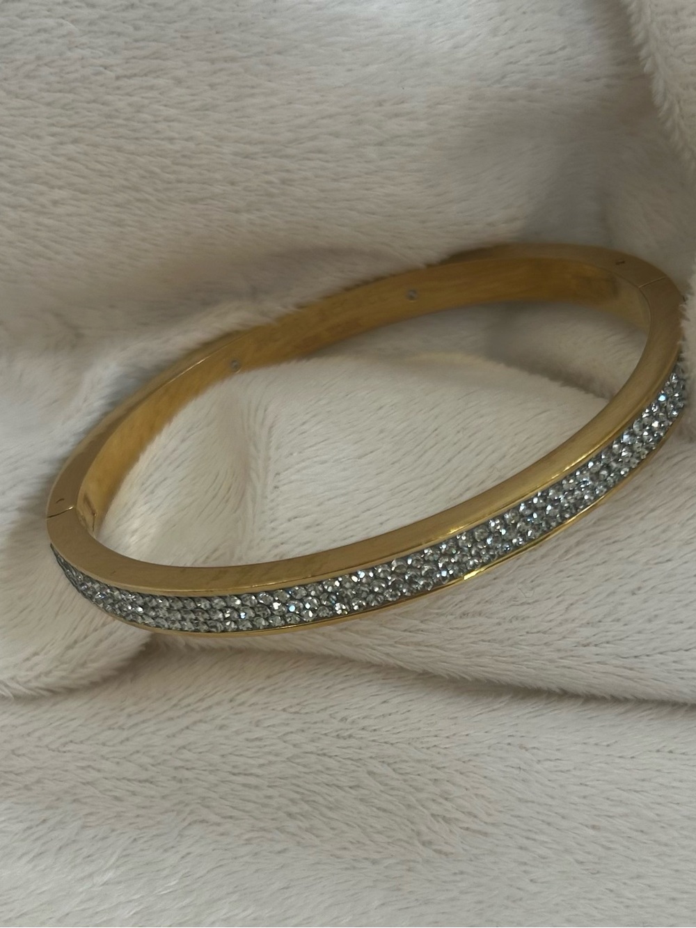 Henri Bendel Gold and Silver Crystal Pavé Bangle Bracelet - Picture 2 of 4